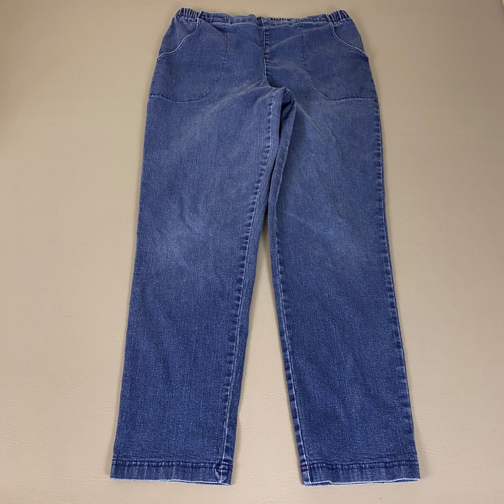 Croft & Barrow Denim Pull On Pants Women's Large Regular Blue Elastic Waist